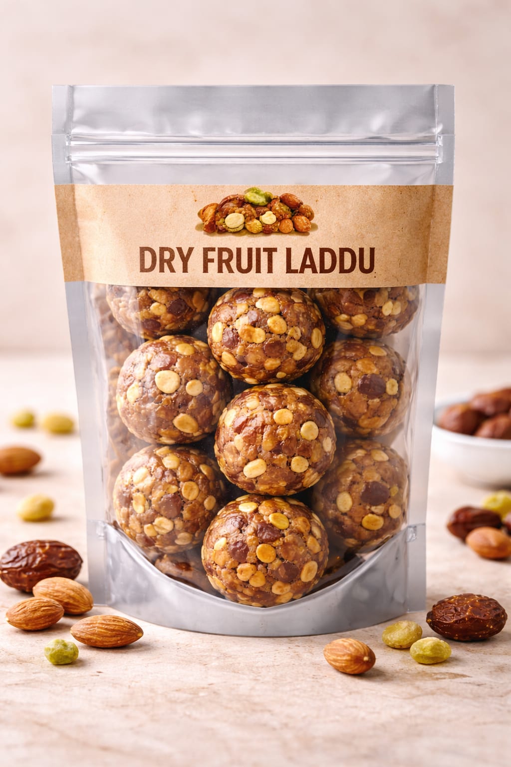 Mowa Delights Dry Fruits Laddu 250 Grams| Sugar Free Premium Home Made With Desi Ghee| No Added Sugar Or Jaggery| No Added Presevative Or Color