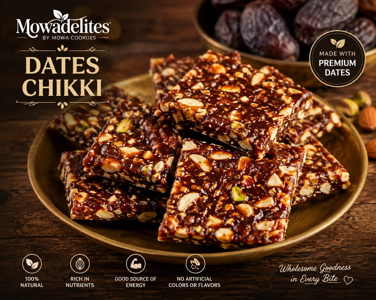 Mowa Delites Dates Palli chikki 1kg|Sugar Free Premium Home Made With Desi Ghee| No Added Sugar Or Jaggery |No Added Presevative Or Color